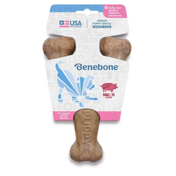 1ea Benebone Puppy Medium Bacon Wishbone - Treats